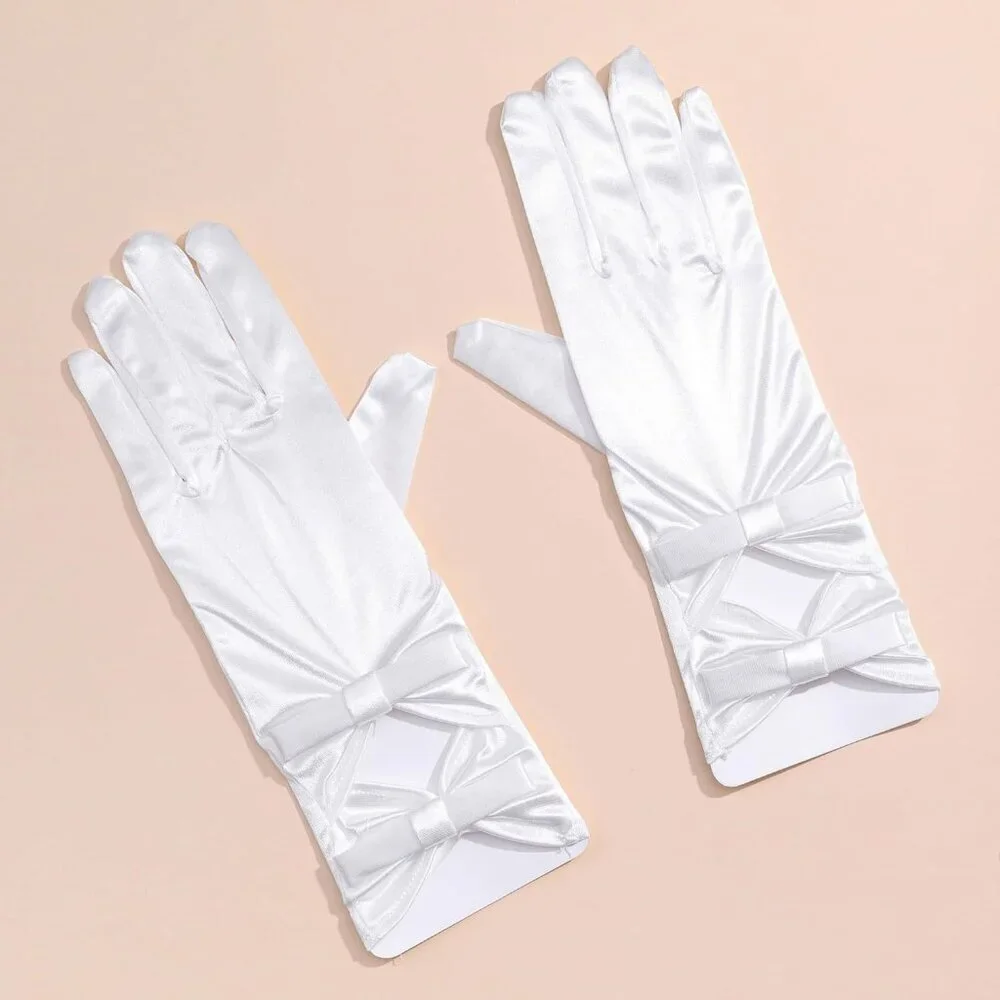 Women's Special White #2 Short Satin Gloves Formal Dress Wedding Dancing